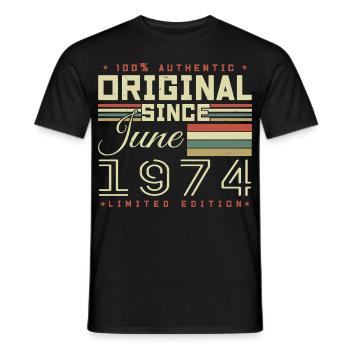 Geschenk Anniversaire Juin 1974, Geschenk Juni 1974 - Männer T-Shirt - Schwarz - Vorne - AI Model Male 178 light (178cm)