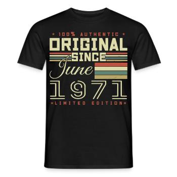 Cadeau Anniversaire Juin 1971, Gift June 1971 - T-shirt homme - noir - Devant - AI Model Male 178 light (178cm)