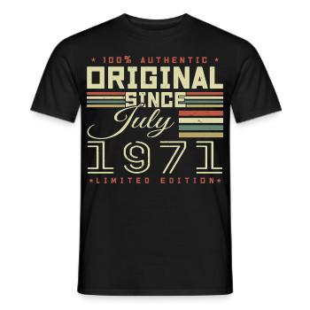 Juillet 1971 Anniversaire Juillet 1971 July 1971 - T-shirt homme - noir - Devant - AI Model Male 178 light (178cm)