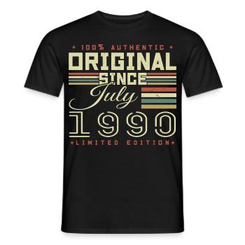 Juli 1990 Jubiläum Juli 1990 Juli 1990 - Männer T-Shirt - Schwarz - Vorne - AI Model Male 178 light (178cm)