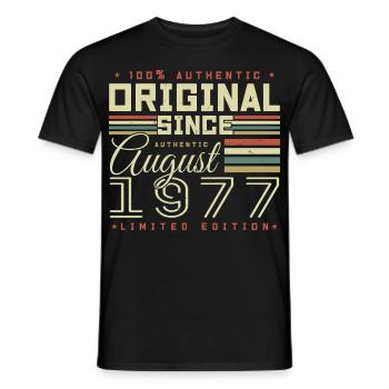 Août 1977 Retro Août 1977 Août 1977 Anniversaire - T-shirt homme - noir - Devant - AI Model Male 178 light (178cm)