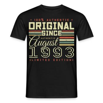 Août 1993 Retro Août 1993 Août 1993 Anniversaire - T-shirt homme - noir - Devant - AI Model Male 178 light (178cm)