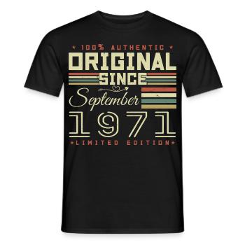 September 1971 September 54th Anniversary Limited Edition - Men's T-Shirt - black - Front - AI Model Male 178 light (178cm)