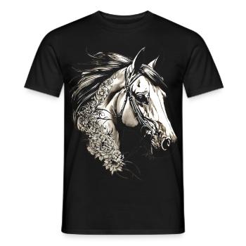 HORSE HORSES VINTAGE FLOWER🌼 🐴🌸🌈🐎🏇 - Men's T-Shirt - black - Front - AI Model Male 178 light (178cm)