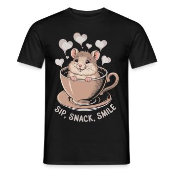 Kaffeepause mit Maus - Männer T-Shirt - Schwarz - Vorne - AI Model Male 178 light (178cm)