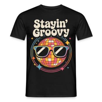 Boule disco colorée avec lunettes de soleil - T-shirt homme - noir - Devant - AI Model Male 178 light (178cm)