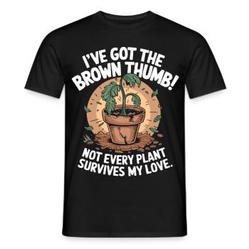 Plant killer shirt with humor - Men's T-Shirt - black - Front - AI Model Male 178 light (178cm)