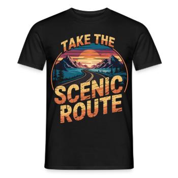Take the Scenic Route – Retro Shirt - Men's T-Shirt - black - Front - AI Model Male 178 light (178cm)