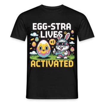 Egg-stra Lives – Retro Easter Bunny - Men's T-Shirt - black - Front - AI Model Male 178 light (178cm)