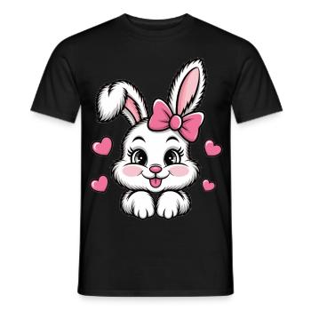 Süßer Hase mit Schleife und Herzen - Männer T-Shirt - Schwarz - Vorne - AI Model Male 178 light (178cm)