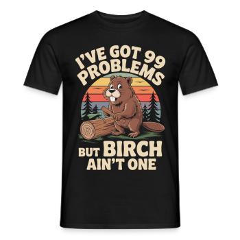 Lustiger Biber mit Birkenwitz - Männer T-Shirt - Schwarz - Vorne - AI Model Male 178 light (178cm)