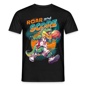 Basketball Dinosaur T-Rex Basketball Player - Men's T-Shirt - black - Front - AI Model Male 178 light (178cm)