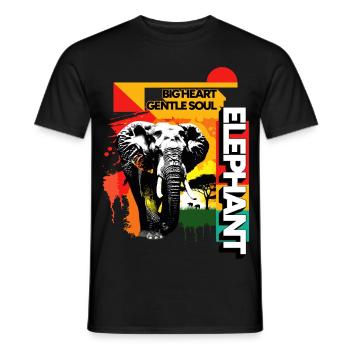 Elefant Afrika Safari Natur Wildnis Aquarell Kunst - Männer T-Shirt - Schwarz - Vorne - AI Model Male 178 light (178cm)