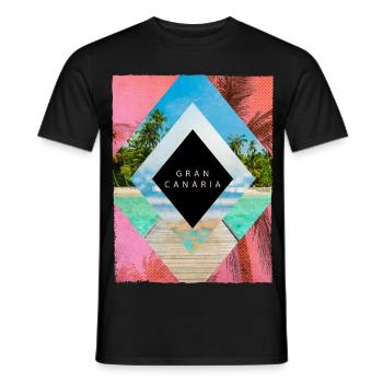 Gran Canaria Palm Trees Summer Sun Beach Sea - Men's T-Shirt - black - Front - AI Model Male 178 light (178cm)