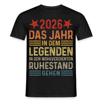 2026 Legende Ruhestand Rentner Pensionär Geschenk - Männer T-Shirt - Schwarz - Vorne - AI Model Male 178 light (178cm)
