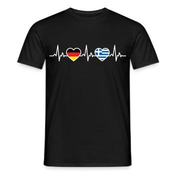 Griechenland Deutschland Herzschlag Flagge Grieche - Männer T-Shirt - Schwarz - Vorne - AI Model Male 178 light (178cm)