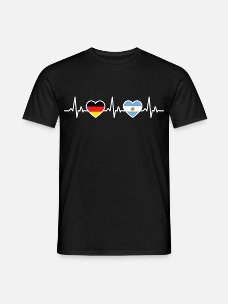 Argentinien Deutschland Herzschlag Flagge Argen - Männer T-Shirt - Schwarz