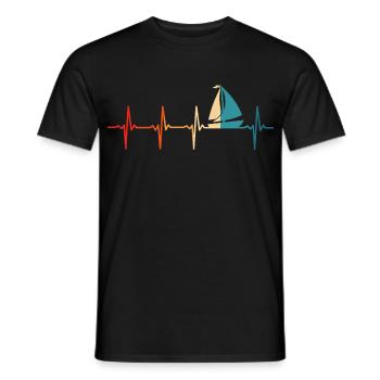 Retro Sailor Sailboat Heartbeat Sailing - Men's T-Shirt - black - Front - AI Model Male 178 light (178cm)
