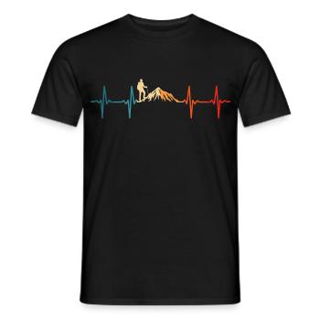 Mountains heartbeat hiking mountaineers mountain - Men's T-Shirt - black - Front - AI Model Male 178 light (178cm)
