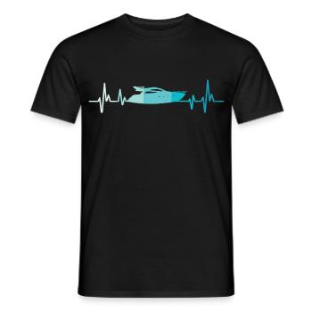 Boot herzschlag Retro Yacht kapitän - Männer T-Shirt - Schwarz - Vorne - AI Model Male 178 light (178cm)