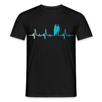 Retro Surf Heartbeat Surfing Surfer - Men's T-Shirt - black - Front - AI Model Male 178 light (178cm)