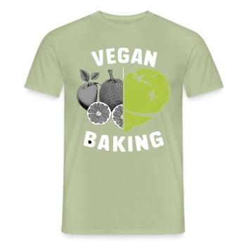 vegan baking healthy eating vegan cuisine heart - Men's T-Shirt - sage - Front - AI Model Male 178 light (178cm)