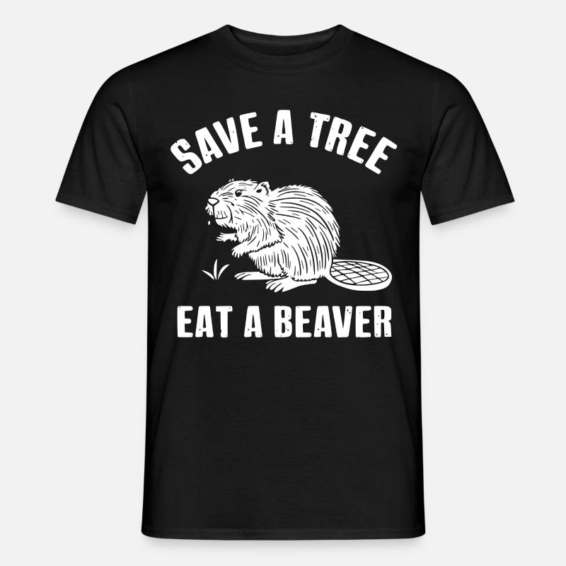 save a tree eat a beaverl lustig - Männer T-Shirt - Schwarz