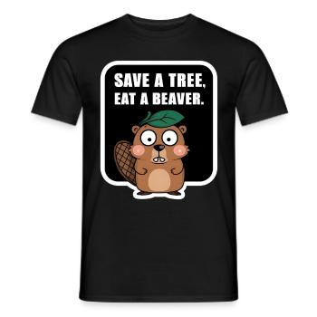 save a tree eat a beaverl lustig - Men's T-Shirt - black - Front - AI Model Male 178 light (178cm)