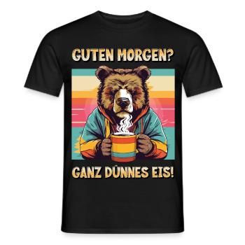 Good morning very thin bear coffee funny - Men's T-Shirt - black - Front - AI Model Male 178 light (178cm)