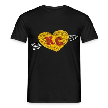 KC Red & Yellow Heart & Arrow KC Kansas City 2 Let - Men's T-Shirt - black - Front - AI Model Male 178 light (178cm)