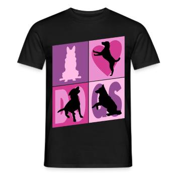 Chiens J’Aime Chiens Silhouettes Doggy Vintage - T-shirt homme - noir - Devant - AI Model Male 178 light (178cm)