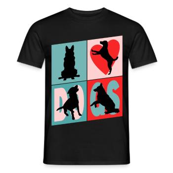 Chiens J’aime Chiens Silhouettes Chien Maman Chien Papa - T-shirt homme - noir - Devant - AI Model Male 178 light (178cm)