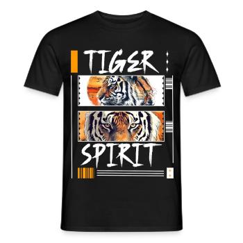 Tiger, Tigerhead, Big Cat, Nature, Wilderness, Wild, Strong - Men's T-Shirt - black - Front - AI Model Male 178 light (178cm)