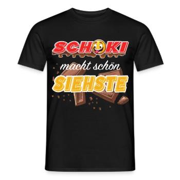 Schoki macht schön - Lustiger Schokoladen Spruch - Männer T-Shirt - Schwarz - Vorne - AI Model Male 178 light (178cm)
