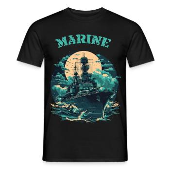 Black Wave – Navire de guerre d’élite - Marine - T-shirt homme - noir - Devant - AI Model Male 178 light (178cm)