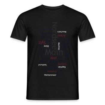 North Sea Word Cloud – Maritime Design - Men's T-Shirt - black - Front - AI Model Male 178 light (178cm)