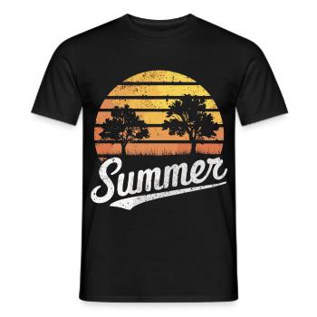 Sonnenuntergang Wald Sommer - Männer T-Shirt - Schwarz - Vorne - AI Model Male 178 light (178cm)