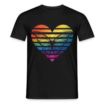 Schmetterling im Regenbogenherz - Männer T-Shirt - Schwarz - Vorne - AI Model Male 178 light (178cm)