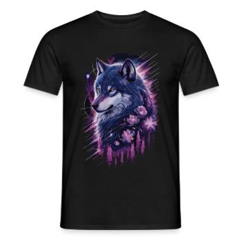 Galaktischer Wolf im Sternenwald - Männer T-Shirt - Schwarz - Vorne - AI Model Male 178 light (178cm)