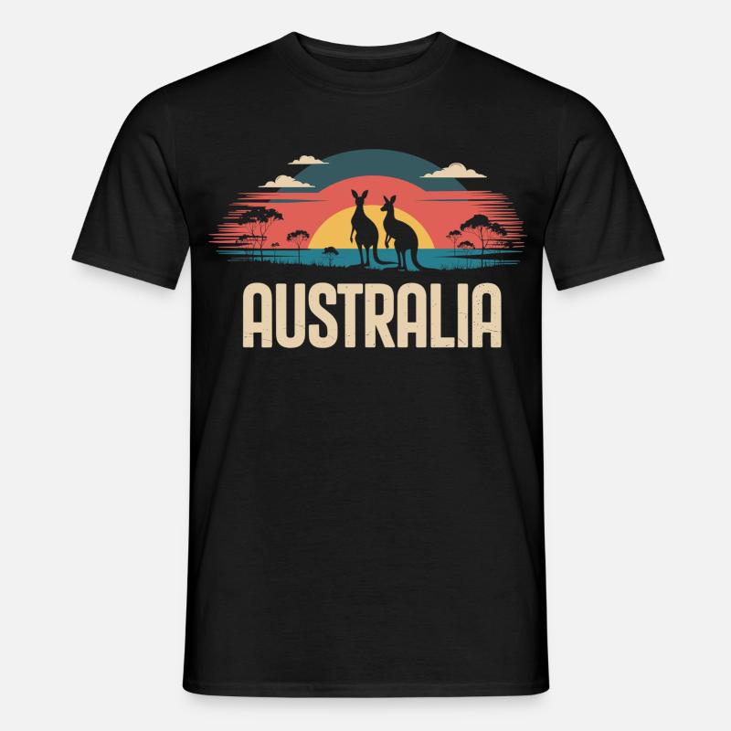 Australien mit Kängurus im Outback - Männer T-Shirt - Schwarz