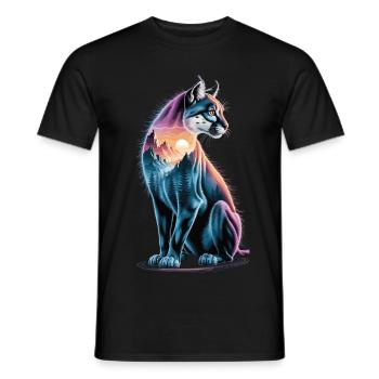 Bergpuma mit Landschaft - Männer T-Shirt - Schwarz - Vorne - AI Model Male 178 light (178cm)