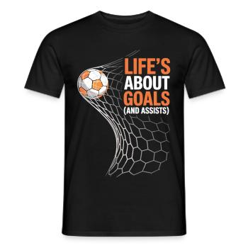 Life is like football – Goals & Assists - Men's T-Shirt - black - Front - AI Model Male 178 light (178cm)