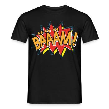 BÄÄÄM Comic Popart Style Action Bubble BÄM Orange - Männer T-Shirt - Schwarz - Vorne - AI Model Male 178 light (178cm)