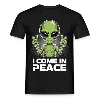 Extraterrestre drôle « Je viens en paix » - T-shirt homme - noir - Devant - AI Model Male 178 light (178cm)