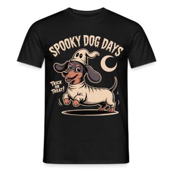 Spooky Dog Days – Lustiger Dackel zu Halloween - Männer T-Shirt - Schwarz - Vorne - AI Model Male 178 light (178cm)