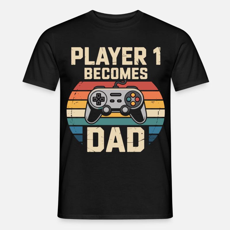 Player 1 wird Papa - Männer T-Shirt - Schwarz