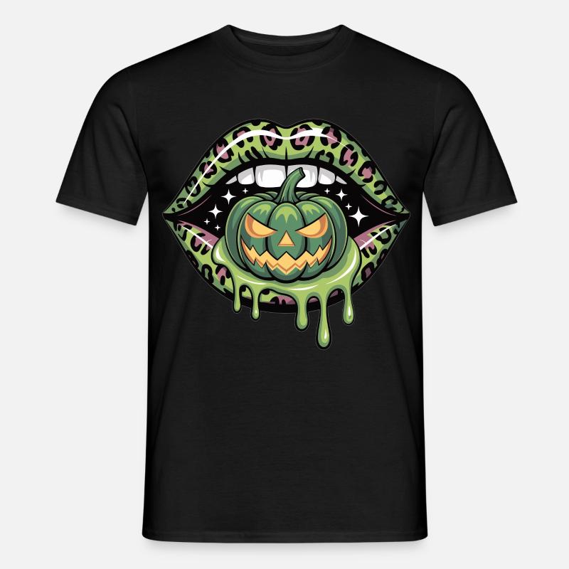 Leopard Lips Halloween - Männer T-Shirt - Schwarz