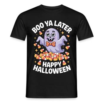 Boo Ya Later Candycorn Boo Halloween Shirt - Men's T-Shirt - black - Front - AI Model Male 178 light (178cm)