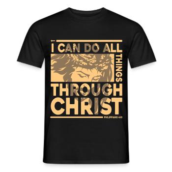 Je peux tout faire par le verset biblique du Christ Jésus - T-shirt homme - noir - Devant - AI Model Male 178 light (178cm)