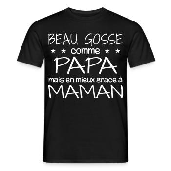 Beau gosse comme papa en mieux grâce à maman - T-shirt homme - noir - Devant - AI Model Male 178 light (178cm)
